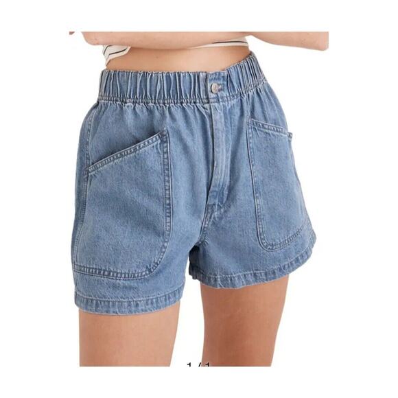 Madewell Pants - Madewell Denim Shorts Womens 29 Utility Elastic Waistband High Rise 100% Cotton